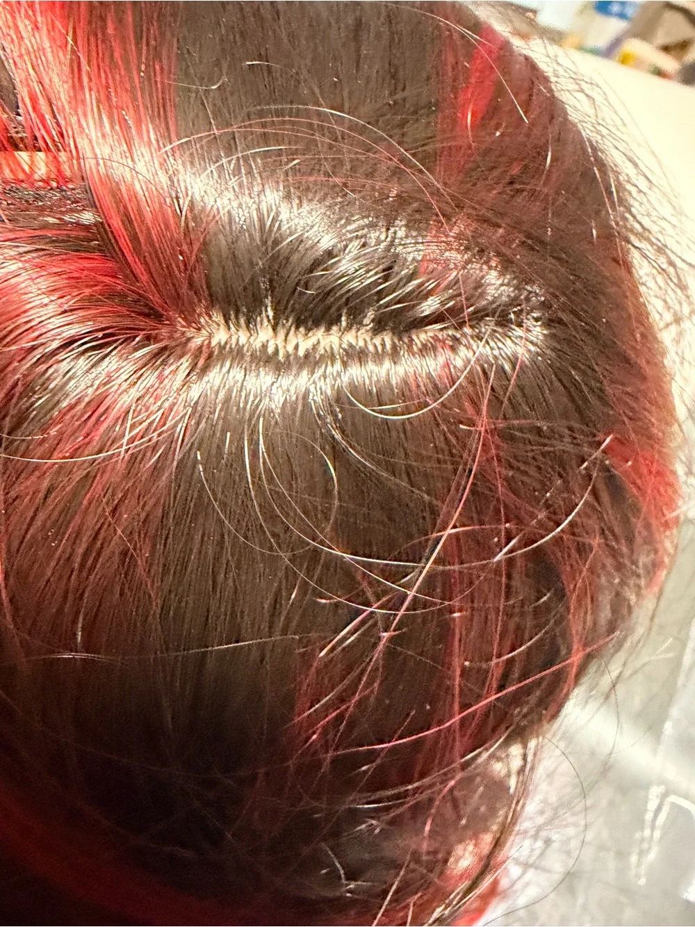 Long wig black and red